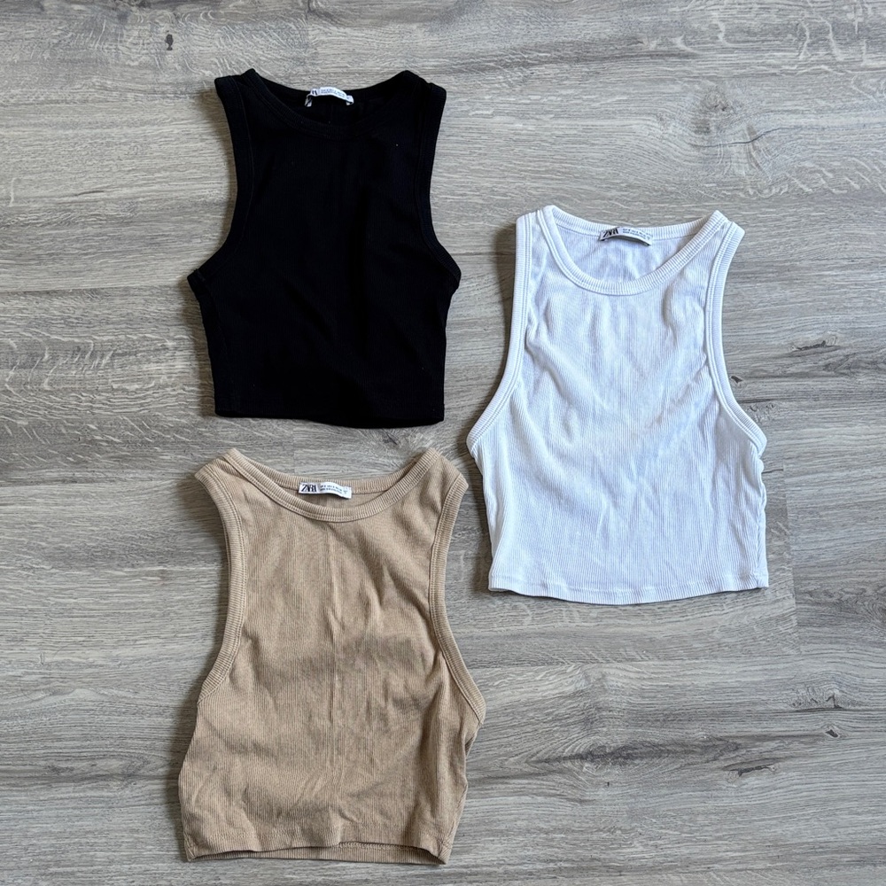 Zara Crop Tops - Black, White, and Tan
